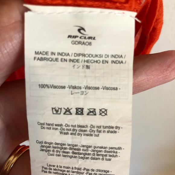 Ripcurl cold shoulder blouse crochet orange short sleeve bohemian Size Med - Picture 4 of 4